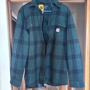 loose fit heavyweight flannel long-sleeve plaid shirt